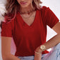 ⏰Hot Sale 50% Off🔥Buy 2 get extra 10% off💃Women's Solid Color V-Neck T-Shirt