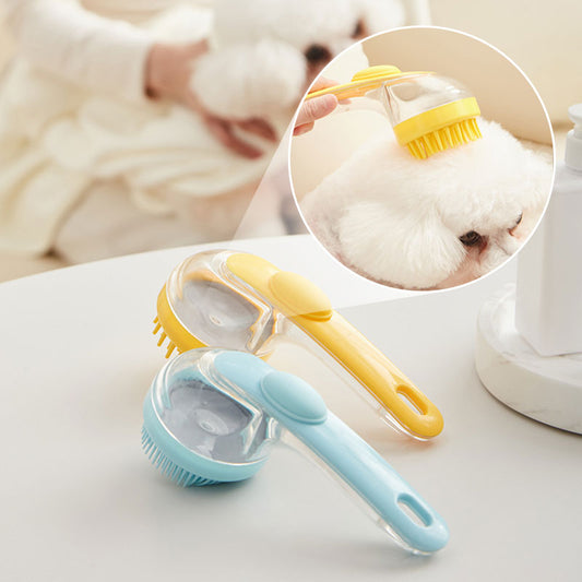 🏆Last Day Promotion：ONLY ￡6.99!!🛁🐾 Pet Bath Brush with Soap Dispenser – Long Handle, Soft & Efficient, Easy Bath at Home 🧼✨