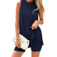 🟣Summer Hot Sale 50% OFF🧊Sleeveless Crewneck Women's 2 Piece Sets Summer Matching Lounge Shorts Set Resort Airport Travel Outfit Split Hem Casual Clothes
