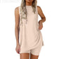 🟣Summer Hot Sale 50% OFF🧊Sleeveless Crewneck Women's 2 Piece Sets Summer Matching Lounge Shorts Set Resort Airport Travel Outfit Split Hem Casual Clothes