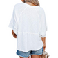 ⏳⏰LAST DAY SALE ONLY ￡10.99!!🔥🌸Women's Solid Color Splicing Loose Five Points Flare Sleeve T-Shirt