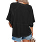 ⏳⏰LAST DAY SALE ONLY ￡10.99!!🔥🌸Women's Solid Color Splicing Loose Five Points Flare Sleeve T-Shirt