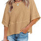⏳⏰LAST DAY SALE ONLY ￡10.99!!🔥🌸Women's Solid Color Splicing Loose Five Points Flare Sleeve T-Shirt