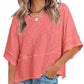 ⏳⏰LAST DAY SALE ONLY ￡10.99!!🔥🌸Women's Solid Color Splicing Loose Five Points Flare Sleeve T-Shirt
