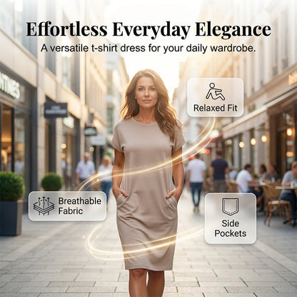 🌺Summer Hot Sale 50% OFF💐Soft Breathable Midi T-Shirt Dress With Side Pockets