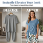 🌿👚👖 52% OFF Women’s Side-Tie Top & Patterned Pants Set ✨– Soft Breathable Blend, Adjustable Waist Definition