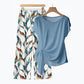 🌿👚👖 52% OFF Women’s Side-Tie Top & Patterned Pants Set ✨– Soft Breathable Blend, Adjustable Waist Definition