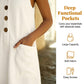 🍑 50% OFF NOW!✨🌸Women's Solid Color U-Neck Sleeveless Cotton Linen Dress - Lightweight, Breezy & Ridiculously Comfy 💛