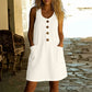 🍑 50% OFF NOW!✨🌸Women's Solid Color U-Neck Sleeveless Cotton Linen Dress - Lightweight, Breezy & Ridiculously Comfy 💛