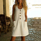 🍑 50% OFF NOW!✨🌸Women's Solid Color U-Neck Sleeveless Cotton Linen Dress - Lightweight, Breezy & Ridiculously Comfy 💛