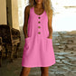 🍑 50% OFF NOW!✨🌸Women's Solid Color U-Neck Sleeveless Cotton Linen Dress - Lightweight, Breezy & Ridiculously Comfy 💛