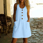🍑 50% OFF NOW!✨🌸Women's Solid Color U-Neck Sleeveless Cotton Linen Dress - Lightweight, Breezy & Ridiculously Comfy 💛