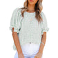 ⏰💥Last Day Special Sale 70% OFF👚Women's Crewneck Smocked Puff Sleeve Floral Print Blouse