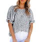 ⏰💥Last Day Special Sale 70% OFF👚Women's Crewneck Smocked Puff Sleeve Floral Print Blouse
