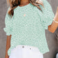 ⏰💥Last Day Special Sale 70% OFF👚Women's Crewneck Smocked Puff Sleeve Floral Print Blouse