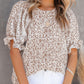 ⏰💥Last Day Special Sale 70% OFF👚Women's Crewneck Smocked Puff Sleeve Floral Print Blouse
