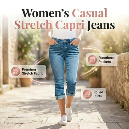 💥✨Limited-time 50% Off Special Offer - 👖Women's Casual High Waist Stretch Capri Jeans