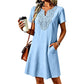 💥✨Limited-time 50% Off Special Offer👗Women's Bohemian Lace V-Neck T-Shirt Dress – Effortless Summer Chic✨