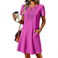 💥✨Limited-time 50% Off Special Offer👗Women's Bohemian Lace V-Neck T-Shirt Dress – Effortless Summer Chic✨