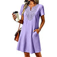 💥✨Limited-time 50% Off Special Offer👗Women's Bohemian Lace V-Neck T-Shirt Dress – Effortless Summer Chic✨