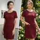 ⌛Limited-time 50% off-Women's Round Neck Textured Knee-Length Dress 👗