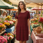 ⌛Limited-time 50% off-Women's Round Neck Textured Knee-Length Dress 👗