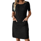 ⌛Limited-time 50% off-Women's Round Neck Textured Knee-Length Dress 👗