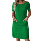 ⌛Limited-time 50% off-Women's Round Neck Textured Knee-Length Dress 👗