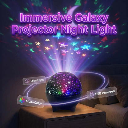 🥳2026 HOT SALE🥳💞50K+ SOLD!🌌✨ 50% OFF! USB LED Galaxy Projector Night Light – Sound‑sync, multiple colour modes. Projects stars, moons & festive themes.🎵💫