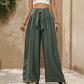 👖 LIMITED-TIME SALE ONLY ￡12.99! ✨ Women's High-Waist Wide-Leg Pants – Tie-Front, Flowy, Crinkle 🌬️
