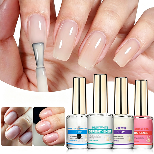 💅Buy 1 Get 1 FREE! Professional Milk Protein Nail Strengthener – Glazed Donut Lilac Mirror Aurora Nail Hardener, Fast Air‑Drying Nail Care Polish for Weak Brittle Nails