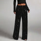 🛍️🔥Last Day 70% OFF⚡50K+ SOLD!👖Women's Sequin Sparkle Elastic Waist Straight-Leg Pants