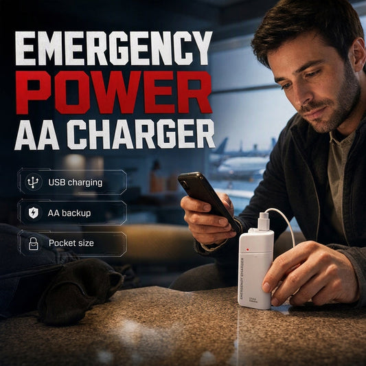 💥Buy 1 Get 1 Free!! ONLY ￡9.99!!🔥Portable Emergency Phone Charger AA Battery Powered Power Bank with LED Flashlight