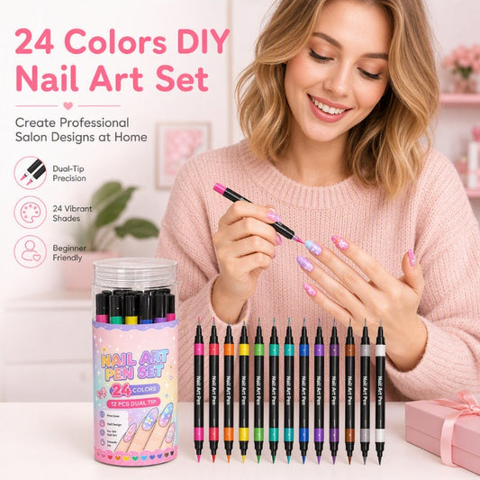 💕LAST DAY-50% OFF🌈24 Colors Dual Ended Nail Art Pens Set1