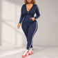 💃HOT SALE 60% OFF🍂 Women's Striped Zip-Up Hoodie & Pants Set – Effortless Comfort & Everyday Style