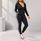 💃HOT SALE 60% OFF🍂 Women's Striped Zip-Up Hoodie & Pants Set – Effortless Comfort & Everyday Style