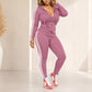 💃HOT SALE 60% OFF🍂 Women's Striped Zip-Up Hoodie & Pants Set – Effortless Comfort & Everyday Style