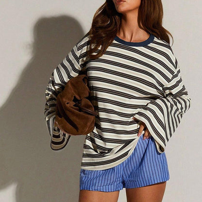 🍂LAST DAY SALE 50% OFF⚡50K+ SOLD💕Women's Casual Oversized Striped Top