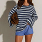 🍂LAST DAY SALE 50% OFF⚡50K+ SOLD💕Women's Casual Oversized Striped Top