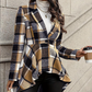 🎀 🌸LAST DAY SALE 70% OFF!✨✨Women's Plaid High-Low Peplum Coat
