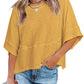 ⏳⏰LAST DAY SALE ONLY ￡10.99!!🔥🌸Women's Solid Color Splicing Loose Five Points Flare Sleeve T-Shirt